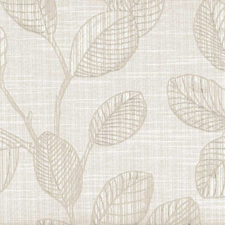 A beige fabric with a botanical leaf pattern.