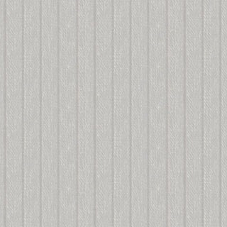 A close-up image of a textured drapery fabric with a subtle stripe pattern in a neutral gray color.