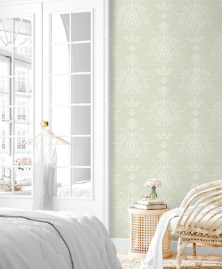 Crown Surface Solution Wall Covering - Alice and Rose Collection - Anabelle Pattern in a Green Wash Colour