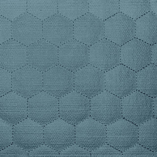 Revive Collection upholstery fabric featuring a textured geometric honeycomb geometric pattern in a muted slate blue, perfect for modern interior furniture and home accents.