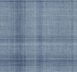 Crown Bali Tropical Oasis wallpaper featuring a subtle woven linen texture. Cross-hatched threads in blue and pale light gray create a delicate, crosshatch weave pattern that brings minimalist warmth and organic dimension to walls.
