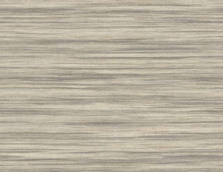 Crown Bali Tropical Gita wallpaper featuring a textured linear design. Horizontal striations in light beige, and subtle grey tones blend seamlessly to create a modern, organic grasscloth effect for walls.