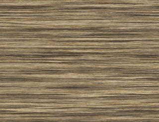 Crown Bali Tropical Gita wallpaper featuring a textured linear design. Horizontal striations in light tan and dark brown tones blend seamlessly to create a modern, organic grasscloth effect for walls.