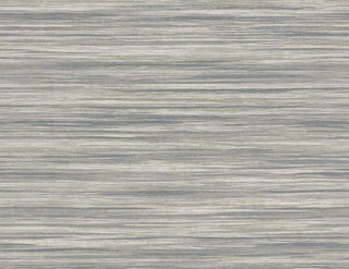 Crown Bali Tropical Gita wallpaper featuring a textured linear design. Horizontal striations in  slate gray, and subtle warm beige tones blend seamlessly to create a modern, organic grasscloth effect for walls.