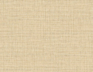 Crown Bali Tropical Surya wallpaper featuring a finely woven textile texture. Interlocking threads in warm beige, tan, and natural cream hues create a rich grasscloth linen-look effect, offering a versatile and organic backdrop for walls.