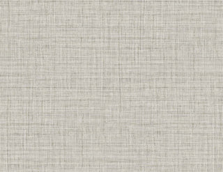 Crown Bali Tropical Surya wallpaper featuring a finely woven textile texture. Interlocking threads in light warm gray hues create a rich grasscloth linen-look effect, offering a versatile and organic backdrop for walls.