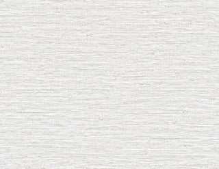 Crown Bali Tropical Darma wallpaper featuring a subtle grasscloth design. Delicate horizontal slubs and woven natural textures in off-white and soft cream tones create a serene, tactile, neutral backdrop for sophisticated interior walls.