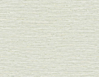 Crown Bali Tropical Darma wallpaper featuring a subtle grasscloth design. Delicate horizontal slubs and woven natural textures in off-white and light beige tones create a serene, tactile, neutral backdrop for sophisticated interior walls.