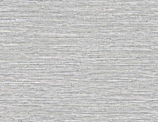 Crown Bali Tropical Darma wallpaper featuring a subtle grasscloth design. Delicate horizontal slubs and woven natural textures in off-white and light grey tones create a serene, tactile, neutral backdrop for sophisticated interior walls.