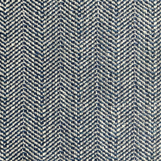 JF Fabrics Marisol fabric collection. A close-up view of a classic herringbone fabric pattern with Navy, Azure, Blue, and White design