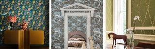 Kravet Wallpaper. Three different rooms with decorative wallpaper and furniture.