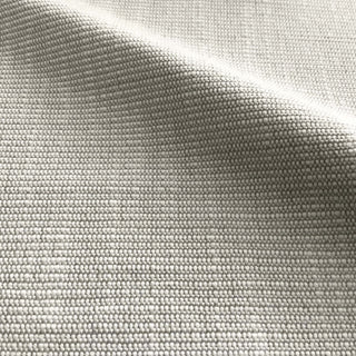 JF Fabrics St. Tropez fabric collection. Close-up of faux linen texture stone grey and white fabric with a subtle pattern