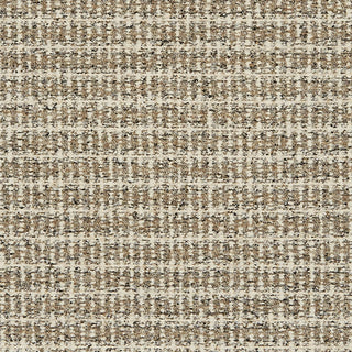 JF Fabrics Marisol fabric collection. A close-up view of a chucky boucle cream and brown patterned fabric swatch