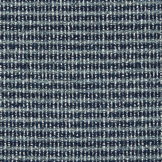 JF Fabrics Marisol fabric collection. A close-up view of a chucky boucle fabric pattern with a teal, blue and cream checkered design