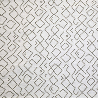 JF Fabrics Marisol fabric collection. A close-up view of a geometric patterned fabric with taupe colour diamond shapes on a white background