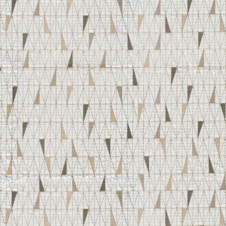 JF Fabrics St. Tropez fabric collection. A close-up view of a geometric triangle design in brown and white colors