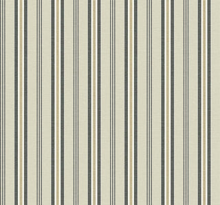 Crown’s Provence Toulon wallpaper features elegant vertical stripes in varied widths, blending soft gray, beige, cream, and off‑white tones with a subtly textured, fabric‑like finish. The balanced, classic stripe design creates a calm, tailored look with gentle contrast and refined symmetry, evoking a timeless French country aesthetic suitable for both traditional and modern interiors.