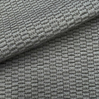 JF Fabrics St. Tropez fabric collection. Close-up of textured  chenille performance fabric in silver grey fabric